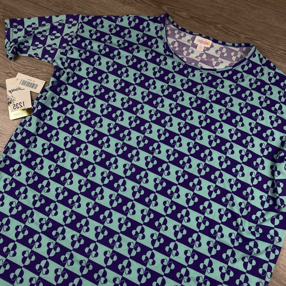 Lularoe Disney Women's Irma Tunic Top Minnie Mouse Blue Teal Small New